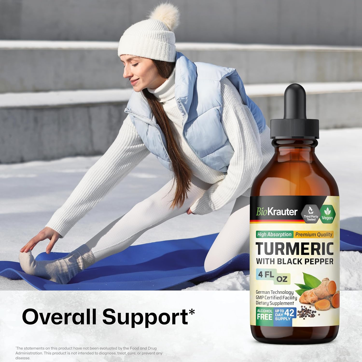 Turmeric Curcumin Supplement Tincture - 1200mg with Black Pepper Extract - Vegan Drops - Alcohol & Sugar Free - 4 Fl.Oz.