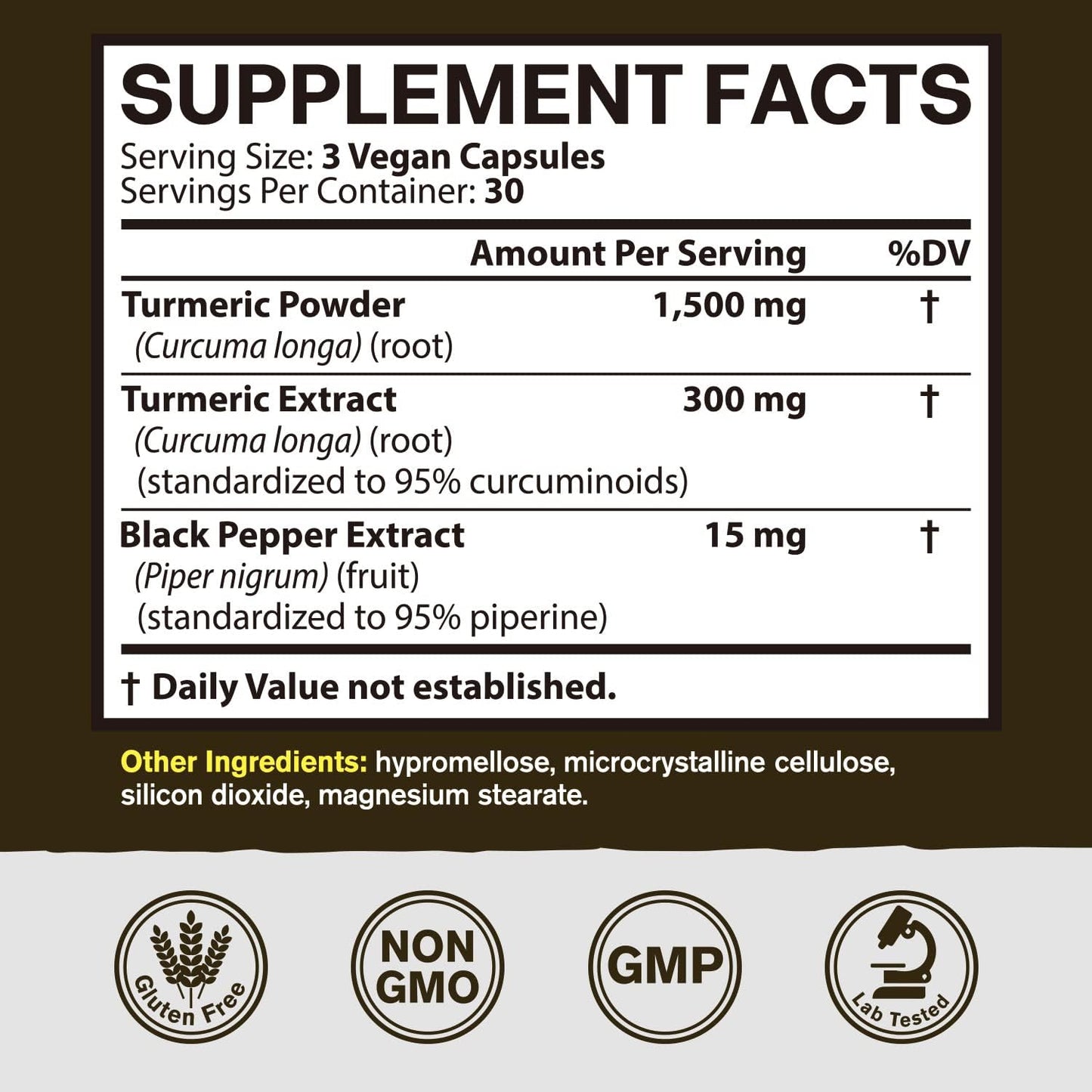 Turmeric Curcumin Supplement with 1800mg and 95% Curcuminoids, Enhanced Absorption with Black Pepper, Vegan Joint Support - 90 Veggie Caps