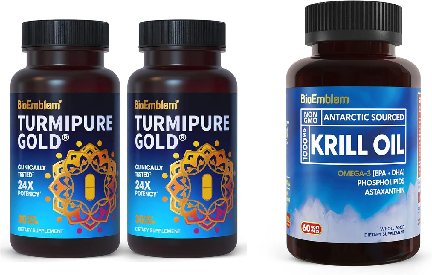 Turmeric Curcumin with TurmiPure Antarctic Krill Oil - BioEmblem Supplement