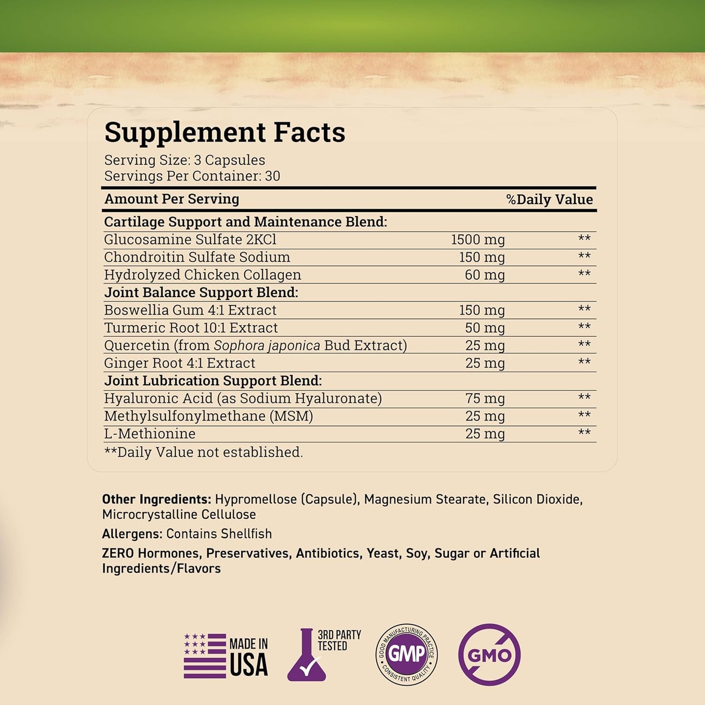 Turmeric, Ginger, Glucosamine, Chondroitin Supplement Combo 330 ct for Joint Health