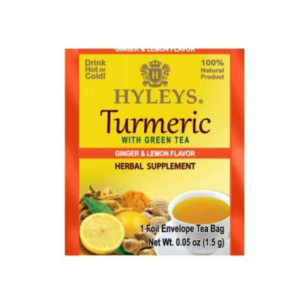 Turmeric Green Tea with Ginger and Lemon Flavor - 150 Tea Bags (6 Pack) by Hyleys