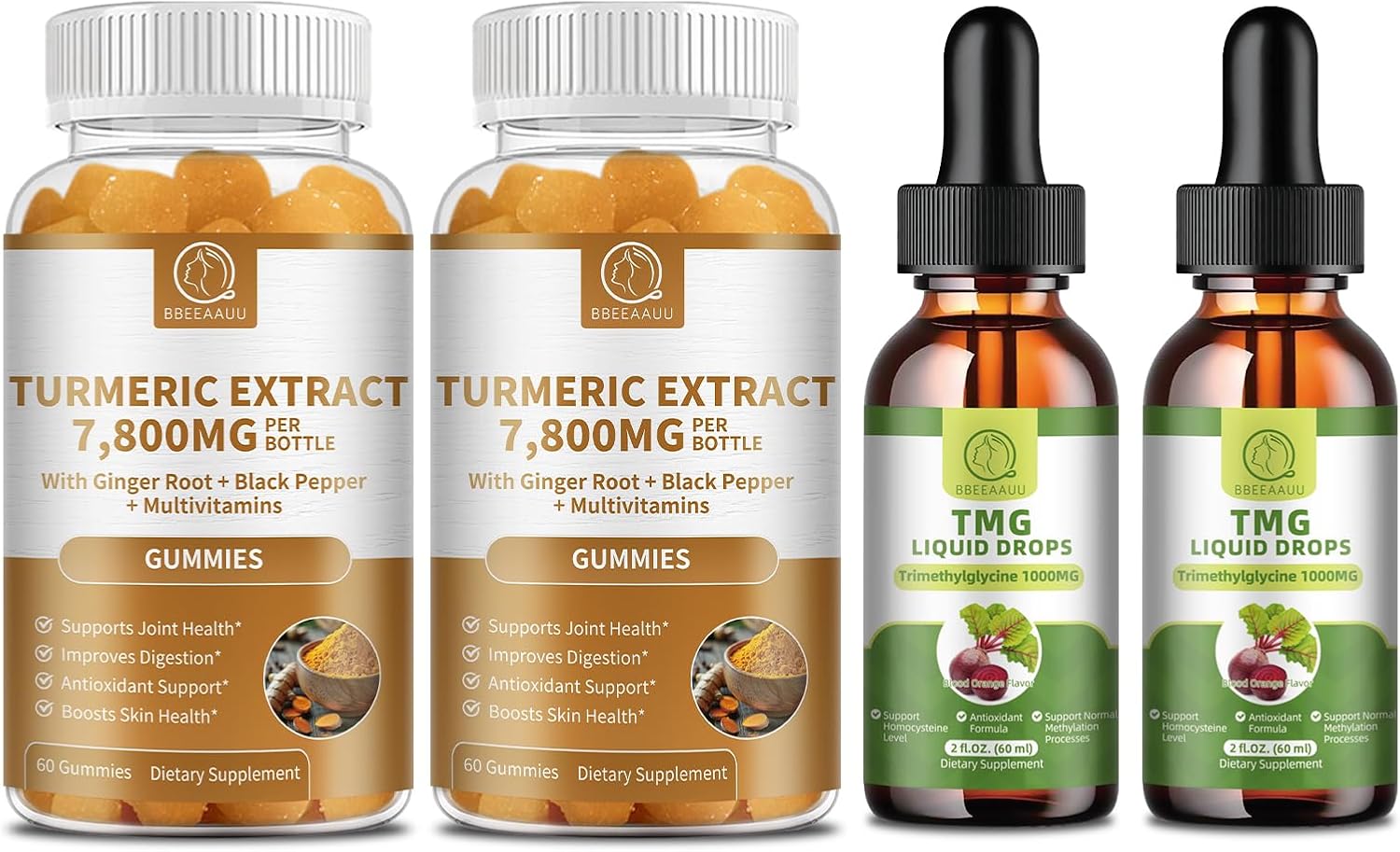 Turmeric Gummies with TMG Liquid Drops for Joint Support and Overall Wellness