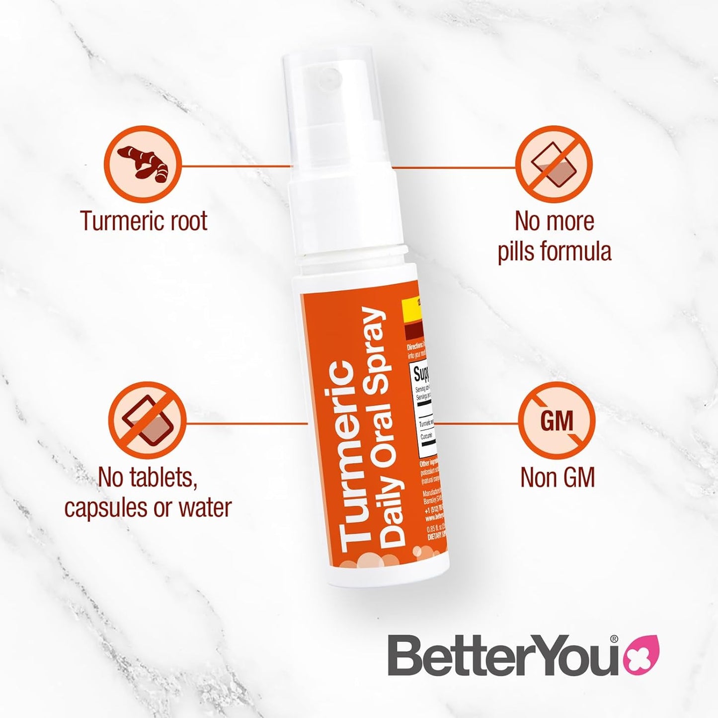 Turmeric Oral Spray - Liquid Supplement - Easy Pill Alternative - Natural Orange Flavor - 0.85 oz Bottle