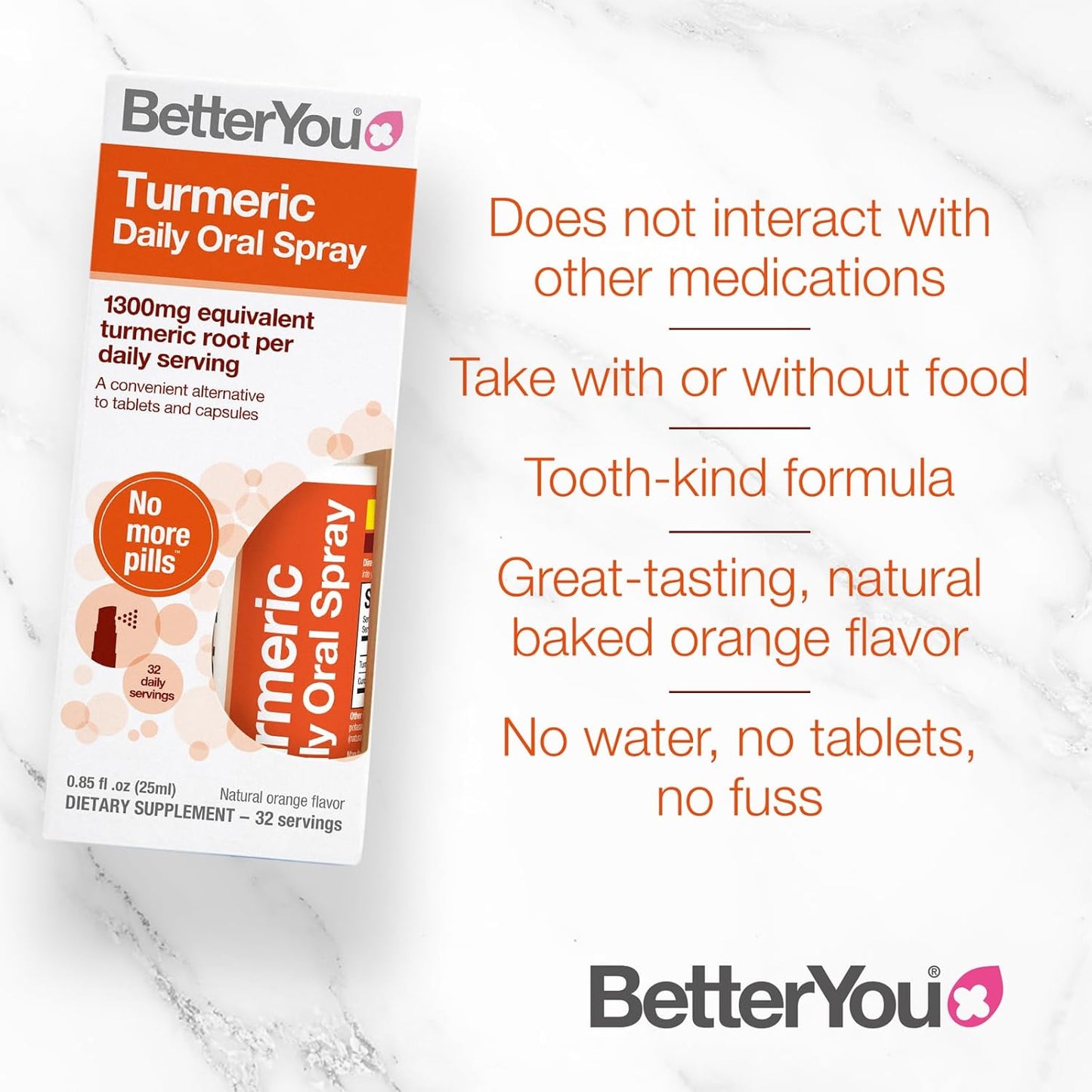 Turmeric Oral Spray - Liquid Supplement - Easy Pill Alternative - Natural Orange Flavor - 0.85 oz Bottle