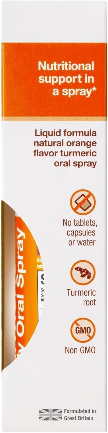 Turmeric Oral Spray - Liquid Supplement - Easy Pill Alternative - Natural Orange Flavor - 0.85 oz Bottle