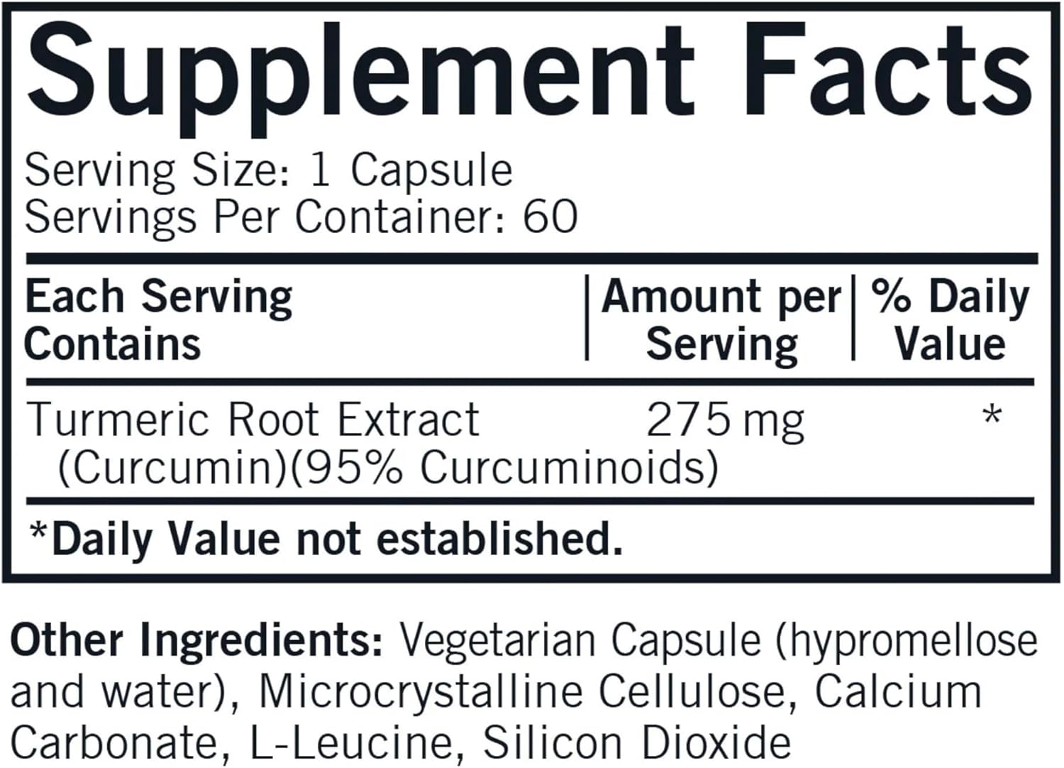 Turmeric Root Extract Capsules 275mg - 60 Veg Caps - Antioxidant & Immune Support - Kirkman