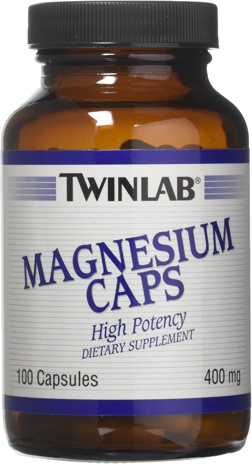 Twinlab Magnesium 400mg Capsules - Pack of 3, 100 Count Bottles