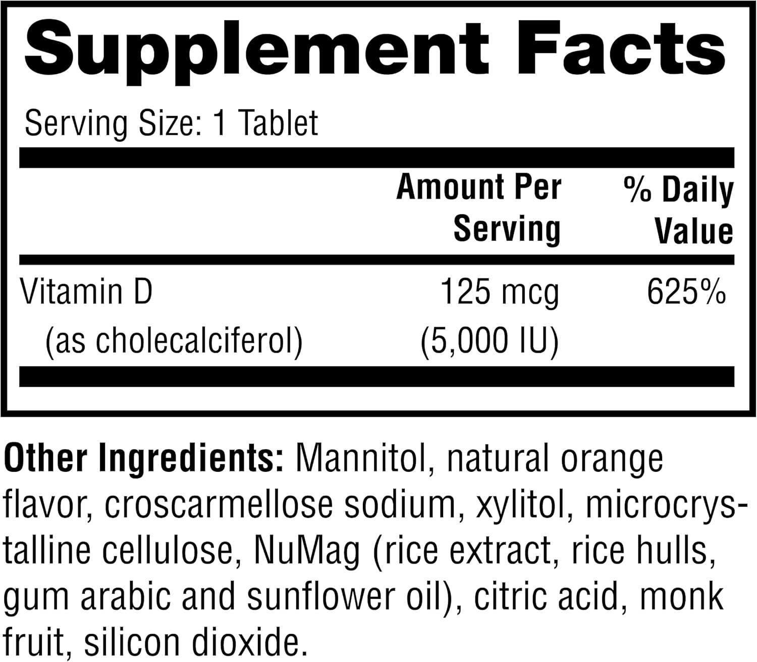 Twinlab Mega D-3 Dots - Immune Health and Bone Support Supplement - 200 Orange Tablets, 125 mcg (5000 IU) - Pack of 2
