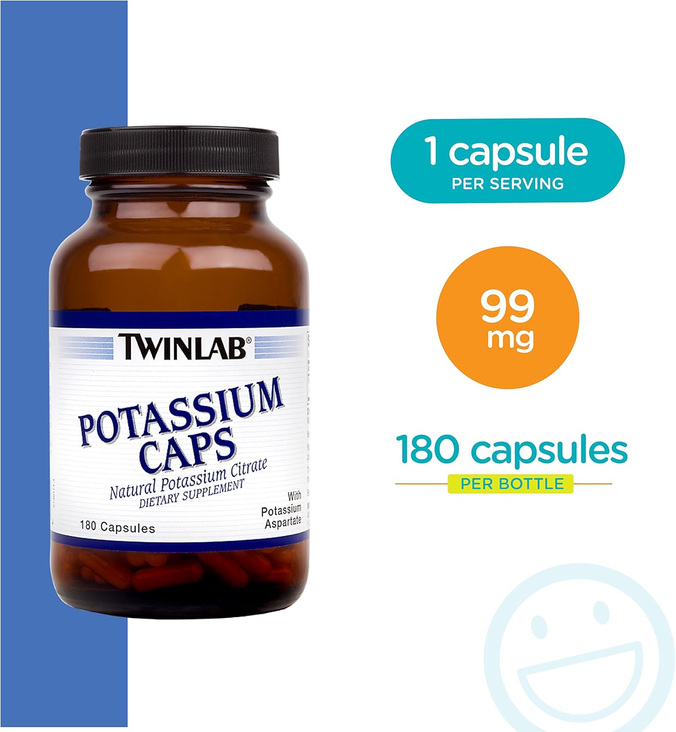 Twinlab Potassium Capsules, 540 Count - Bulk Pack of 3 for Healthy Electrolyte Balance and Muscle Function