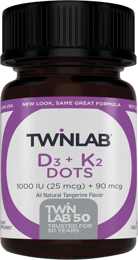 Twinlab Vitamin D3 1000 IU with K2 - Bone, Heart, and Immune Health Support - 60 Tablets