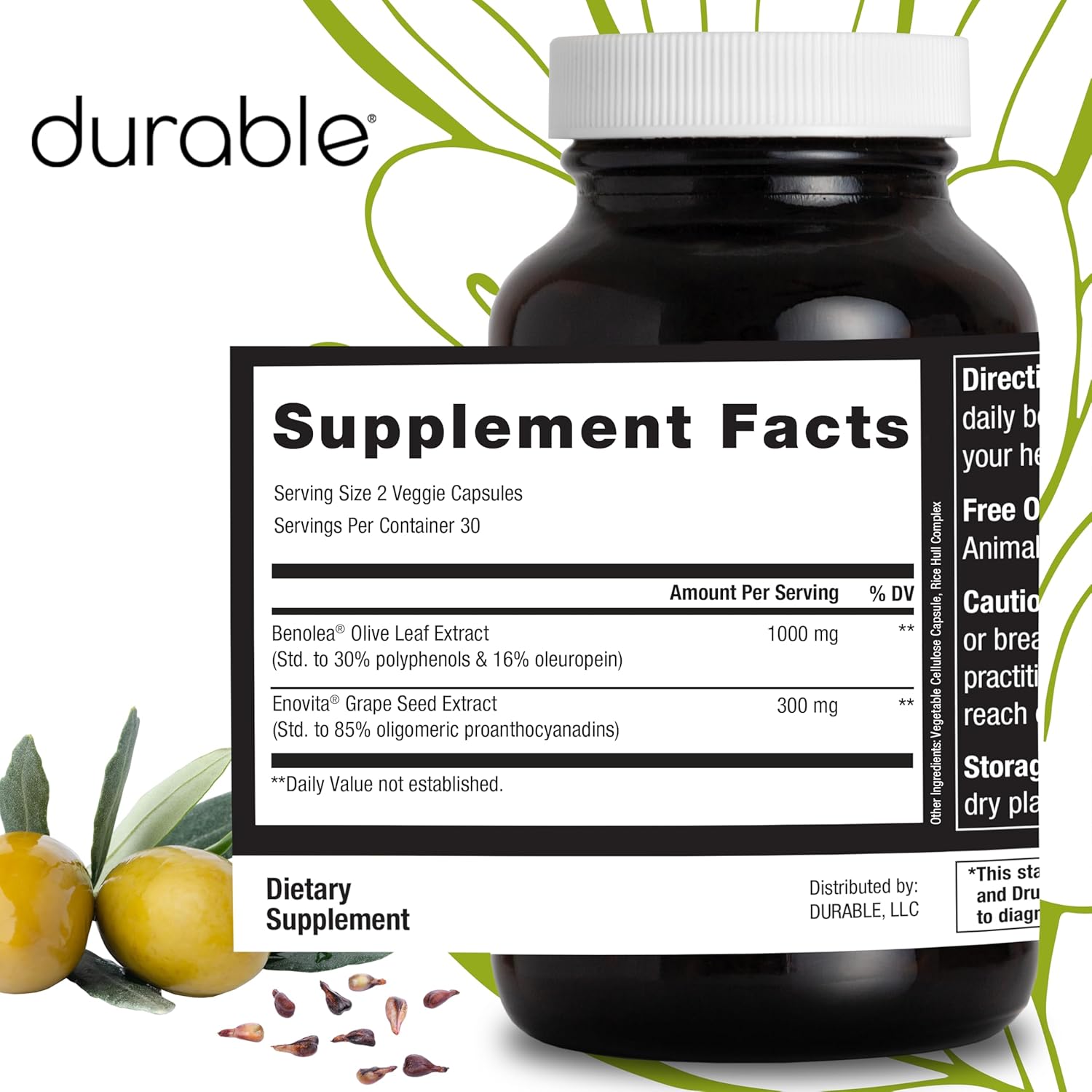 Two-in-One Blood Pressure Support Formula with Benolea Olive Leaf & Enovita Grape Seed Extract, Boosts Nitric Oxide, Supports Vascular Health, USA-Made, Doctor-Formulated (180 Capsules)