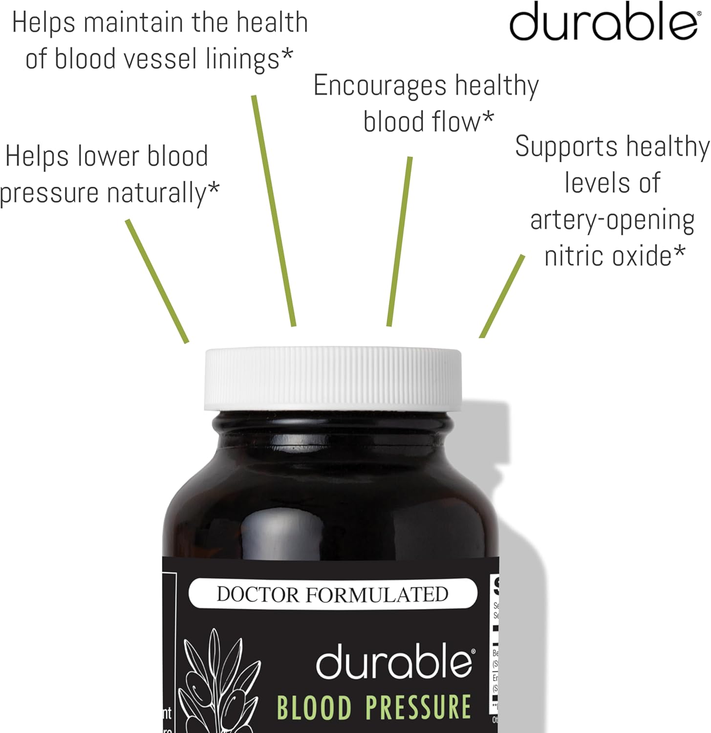 Two-in-One Blood Pressure Support Formula with Benolea Olive Leaf & Enovita Grape Seed Extract, Boosts Nitric Oxide, Supports Vascular Health, USA-Made, Doctor-Formulated (180 Capsules)