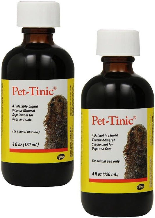 Two-Pack Pfizer Animal Pet Tinic 4 Oz - Vitamin and Mineral Supplement for Pets