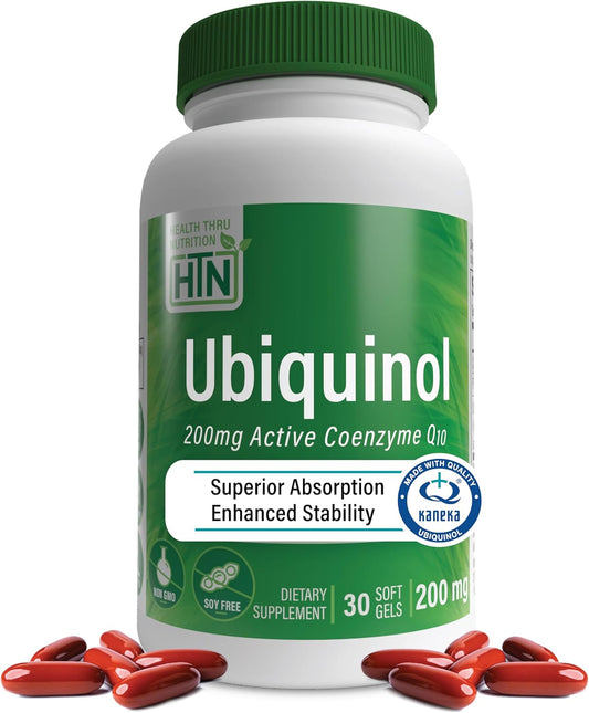 Ubiquinol 200mg Softgels with Kaneka QH CoQ-10 | Enhanced Bioavailability for Cardio & Mitochondria Health | Non-GMO - 30ct