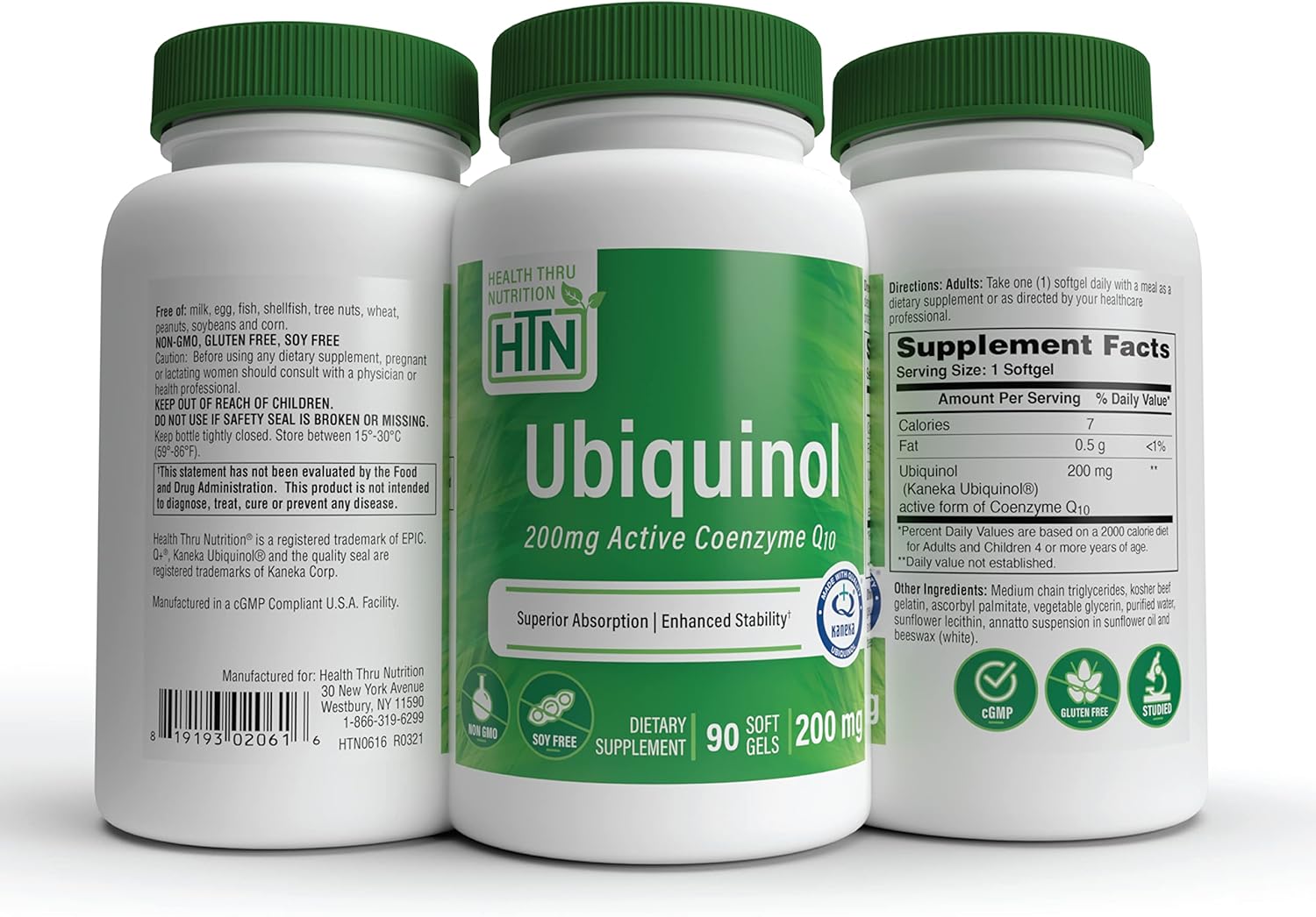 Ubiquinol 200mg Softgels with Kaneka QH CoQ-10 | Enhanced Bioavailability for Cardiovascular & Mitochondria Support | Non-GMO | 90 Count