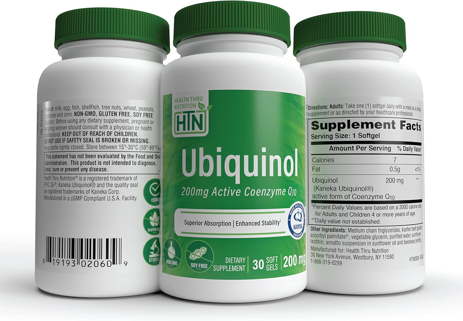 Ubiquinol 200mg Softgels with Kaneka QH CoQ-10 | Enhanced Bioavailability for Cardio & Mitochondria Health | Non-GMO - 30ct