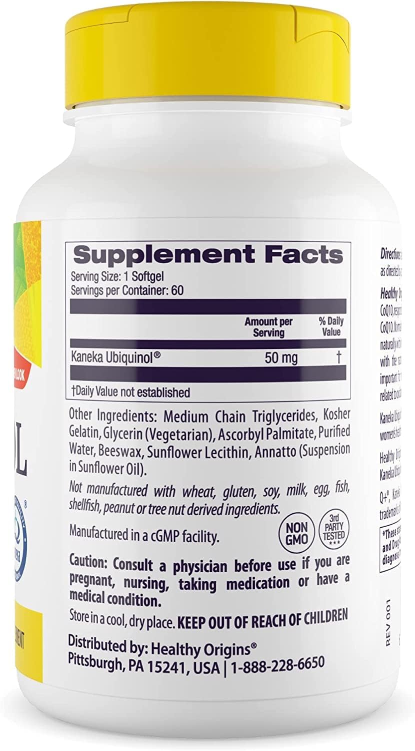 Ubiquinol CoQ10 50mg Softgels - Heart Health & Antioxidant Support - Kaneka Ubiquinol Supplements - Gluten-Free & Non-GMO - 60 Count