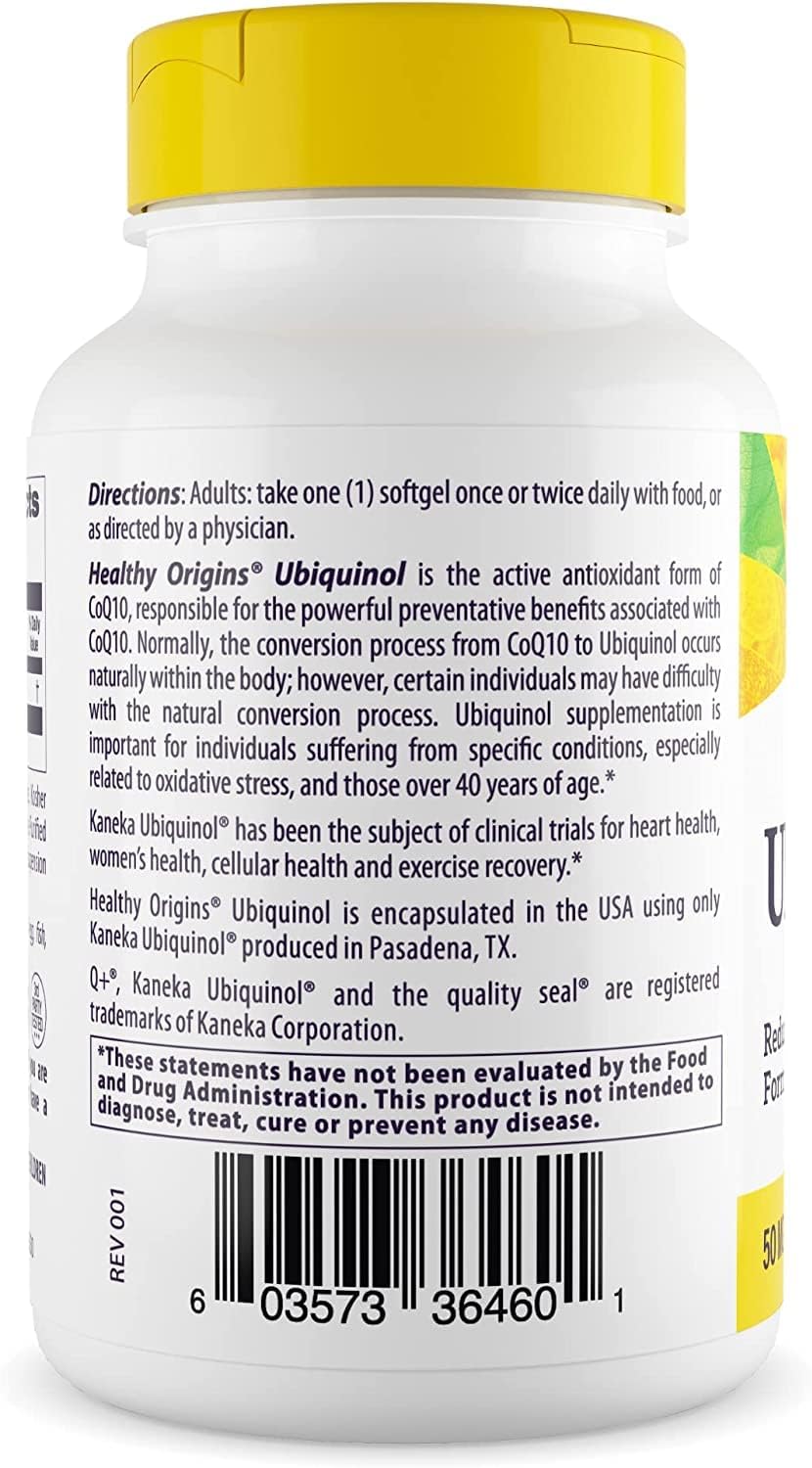 Ubiquinol CoQ10 50mg Softgels - Heart Health & Antioxidant Support - Kaneka Ubiquinol Supplements - Gluten-Free & Non-GMO - 60 Count