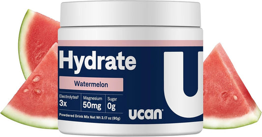 UCAN Hydrate Watermelon Electrolyte Powder - 30 Servings, Sugar-Free, Keto, Vegan, Non-GMO, Gluten-Free for Athletes & Runners