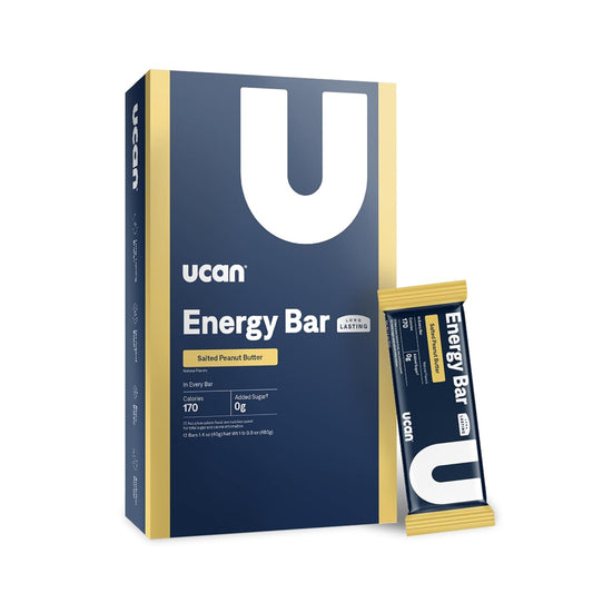 UCAN Salted Peanut Butter Energy Bars - Low Sugar, Low Calorie, Gut Friendly, Vegan, Non-GMO - Ideal for Running, Cycling, Fitness - Pre & Post Workout - 12 Count - BoostGo Australia
