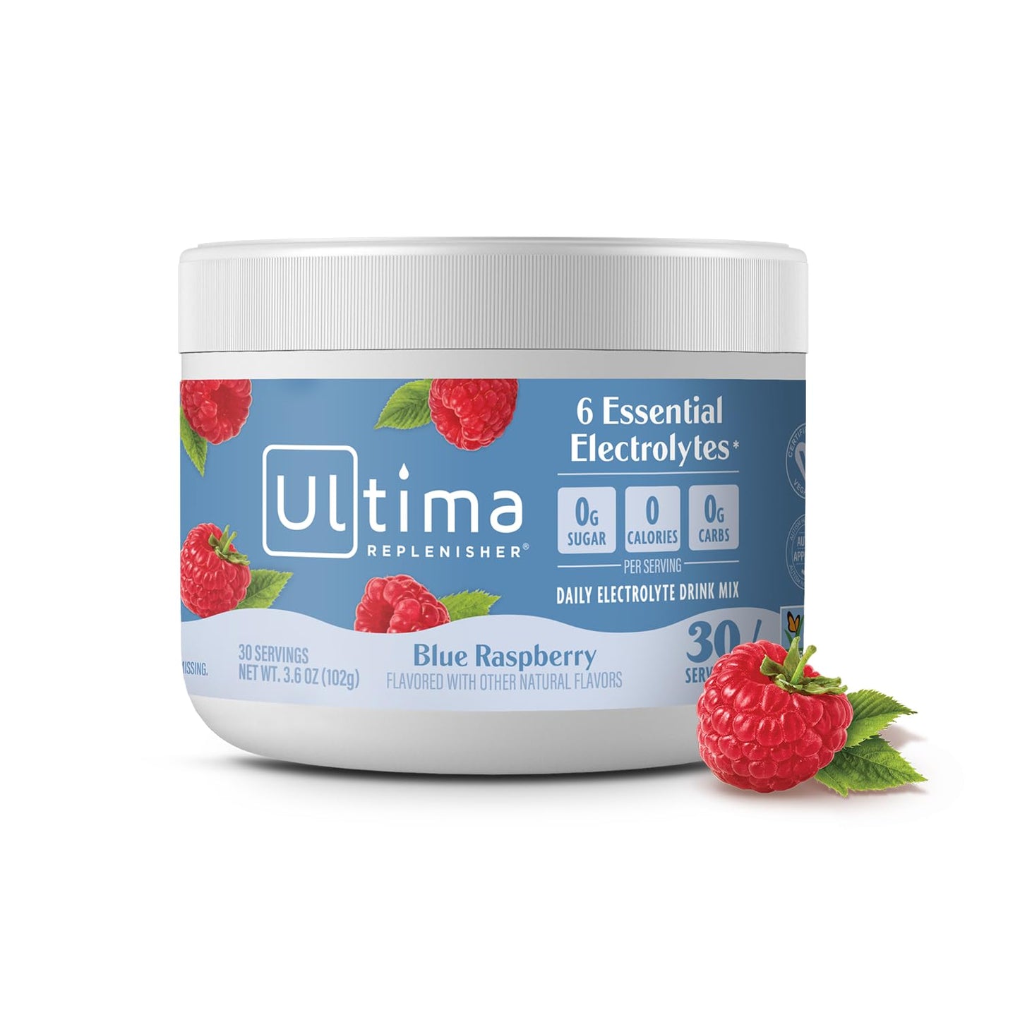 Ultima Replenisher Blue Raspberry Electrolyte Powder Drink Mix - 30 Servings - Hydration Powder with 6 Electrolytes - Keto Friendly, Vegan, Non-GMO, Sugar-Free