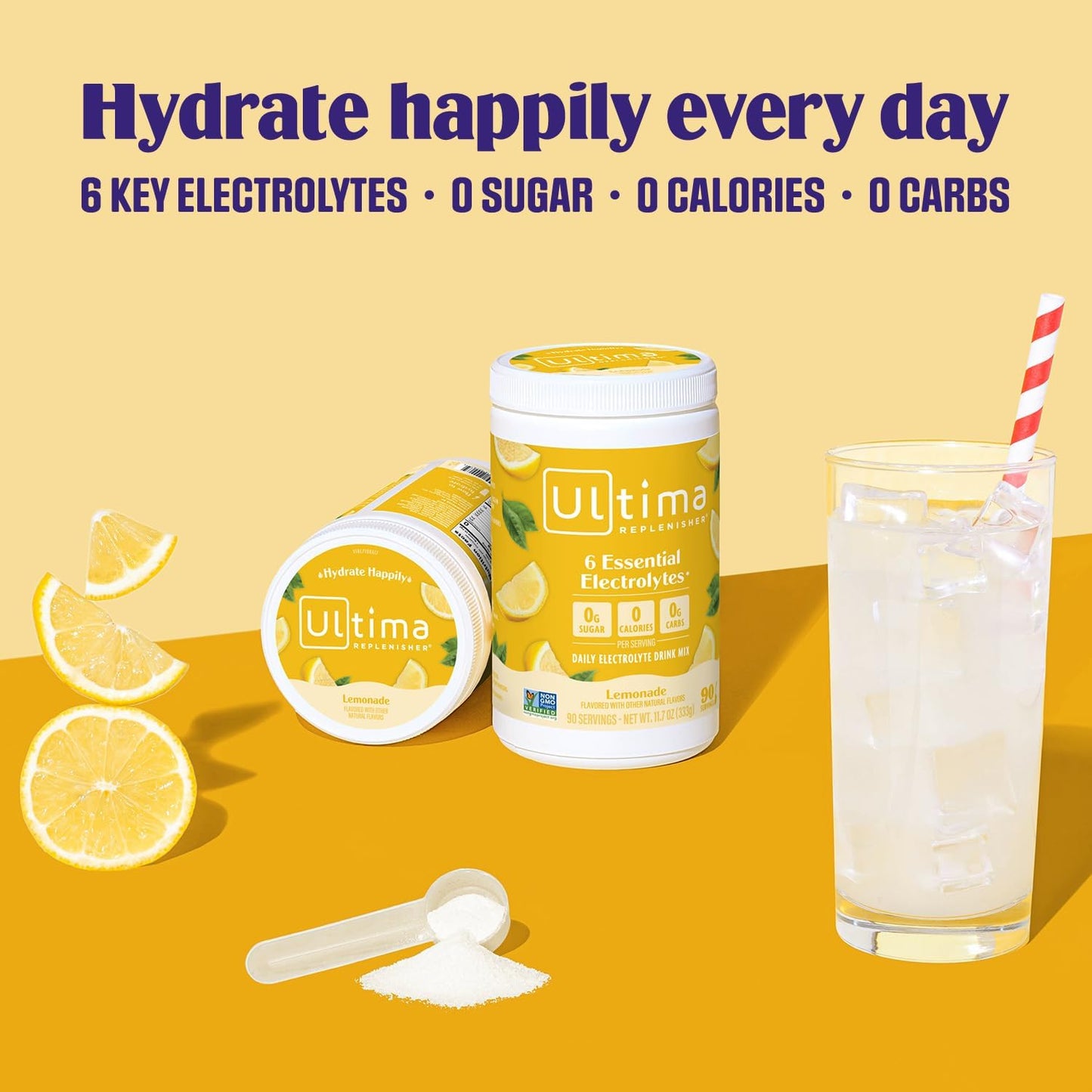 Ultima Replenisher Electrolyte Powder Bundle - Lemonade & Grape, 90 Servings - Hydration Powder with 6 Key Electrolytes & Trace Minerals - Keto-Friendly, Non-GMO, Sugar-Free