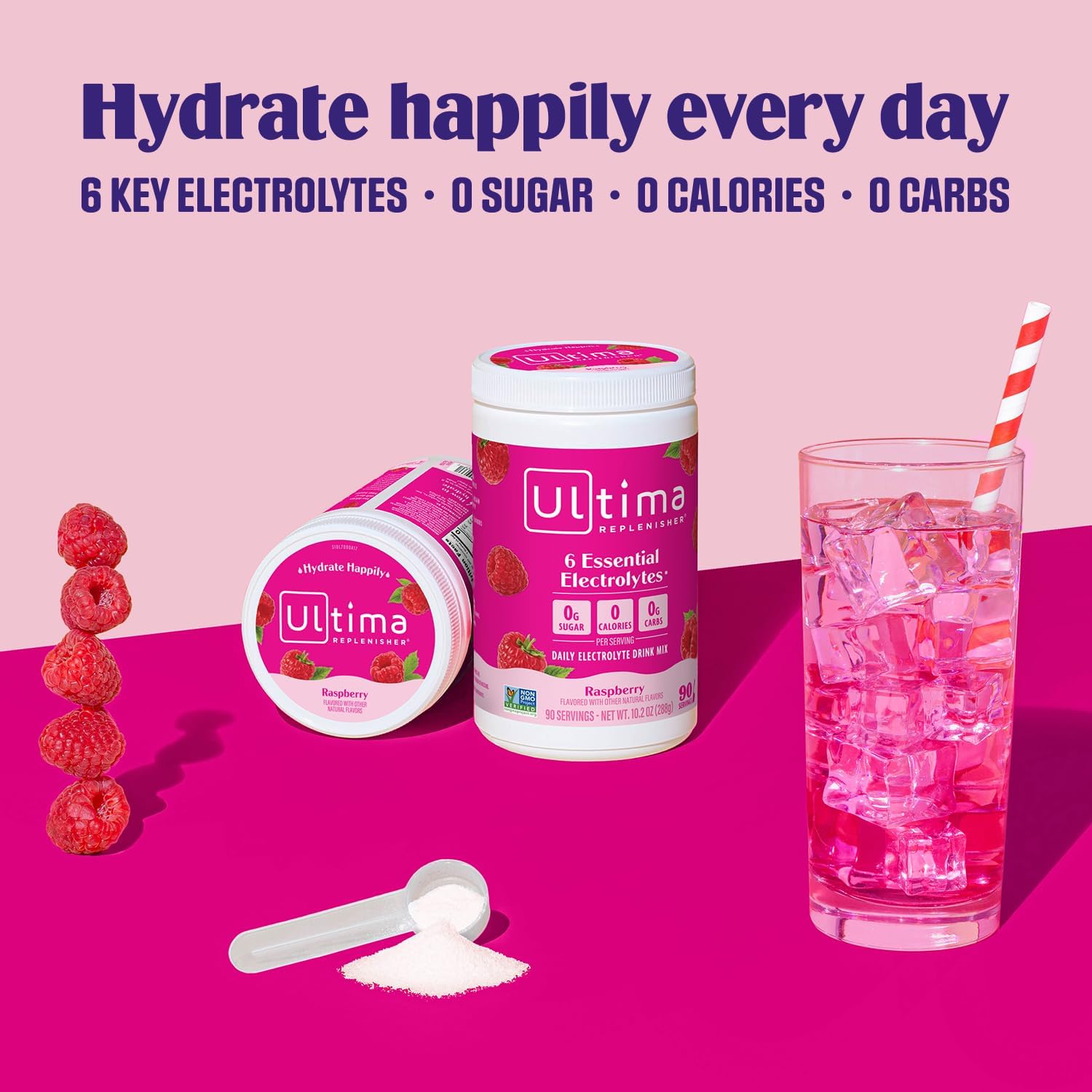 Ultima Replenisher Electrolyte Powder Drink Mix Bundle - Lemonade & Raspberry, 90 Servings - Hydration Powder with 6 Electrolytes & Minerals - Keto Friendly, Non-GMO & Sugar-Free