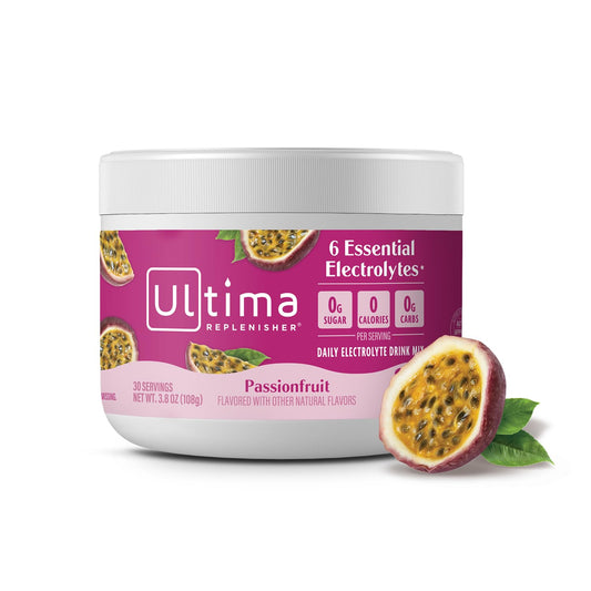 Ultima Replenisher Passionfruit Electrolyte Powder Drink Mix - 30 Servings - Hydration Powder with 6 Electrolytes & Trace Minerals - Keto Friendly, Non-GMO, Sugar-Free
