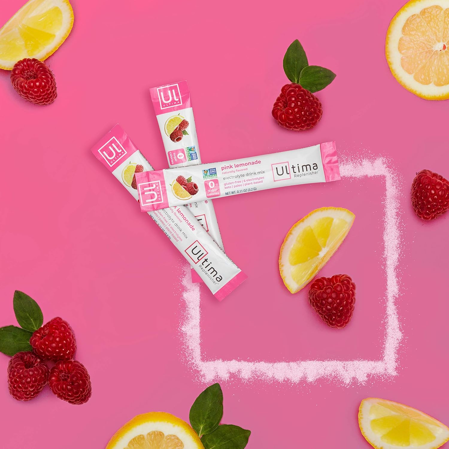 Ultima Replenisher Pink Lemonade Electrolyte Hydration Drink Mix - 20 Serving Stickpack Box, Sugar-Free, 0 Calories, 0 Carbs - Gluten-Free, Keto, Non-GMO, Vegan