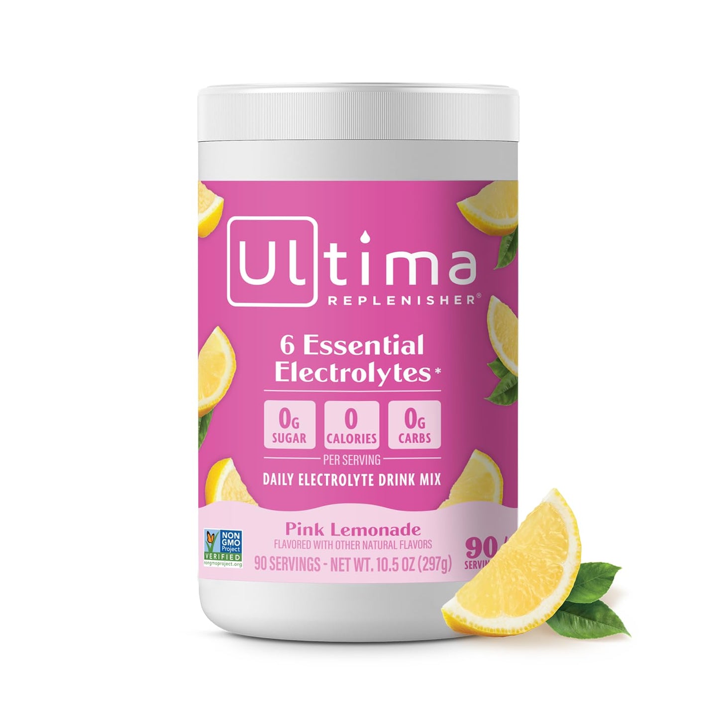 Ultima Replenisher Pink Lemonade Electrolyte Powder Drink Mix - 90 Servings, Hydration Powder with 6 Electrolytes - Keto, Vegan, Non-GMO, Sugar-Free