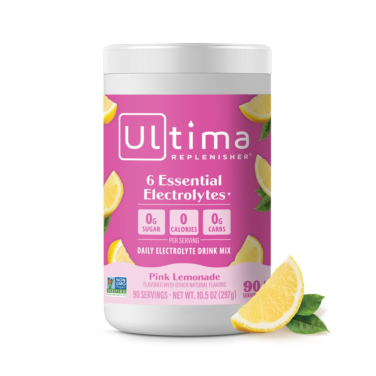 Ultima Replenisher Pink Lemonade Electrolyte Powder Drink Mix - 90 Servings, Hydration Powder with 6 Electrolytes - Keto, Vegan, Non-GMO, Sugar-Free