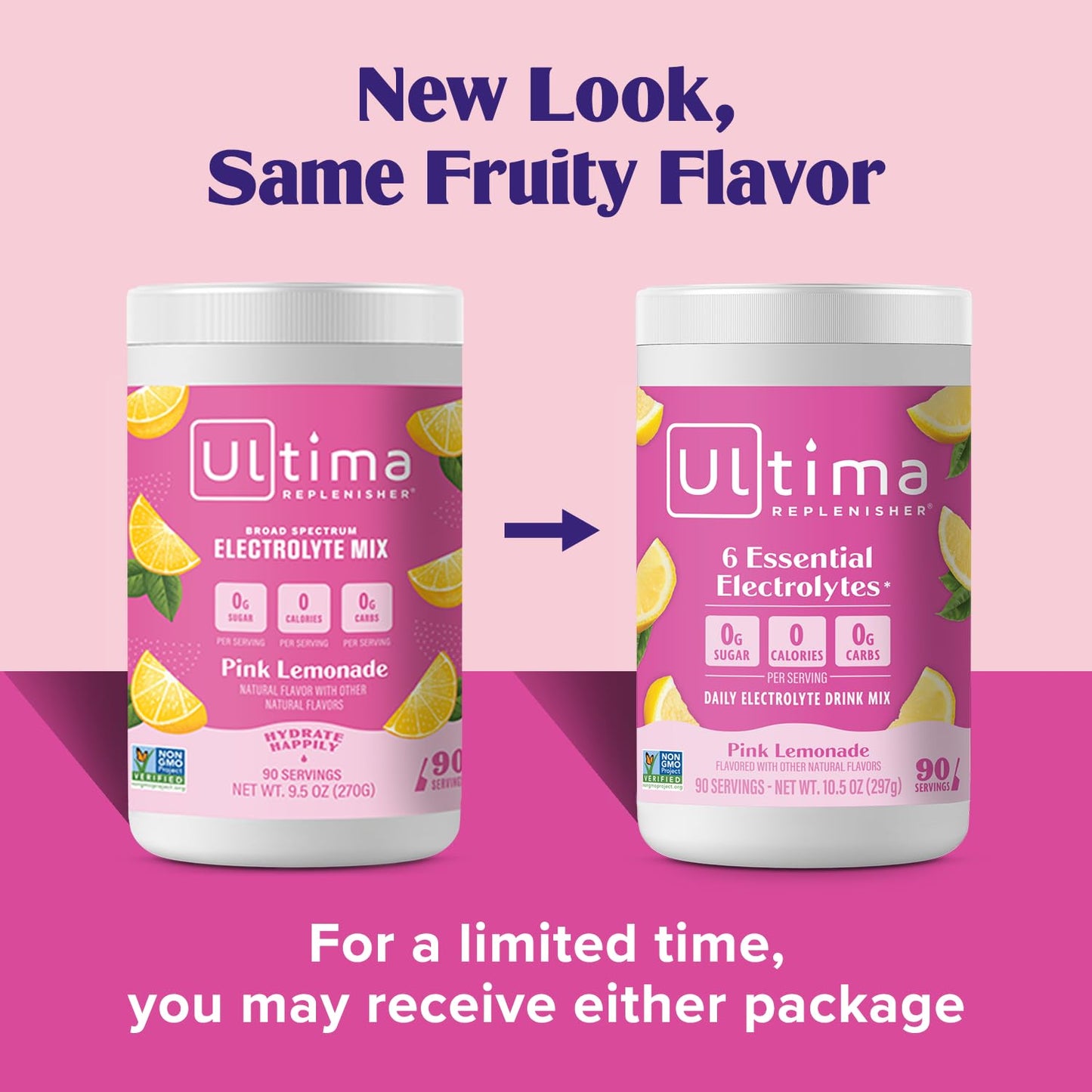 Ultima Replenisher Pink Lemonade Electrolyte Powder Drink Mix - 90 Servings, Hydration Powder with 6 Electrolytes - Keto, Vegan, Non-GMO, Sugar-Free