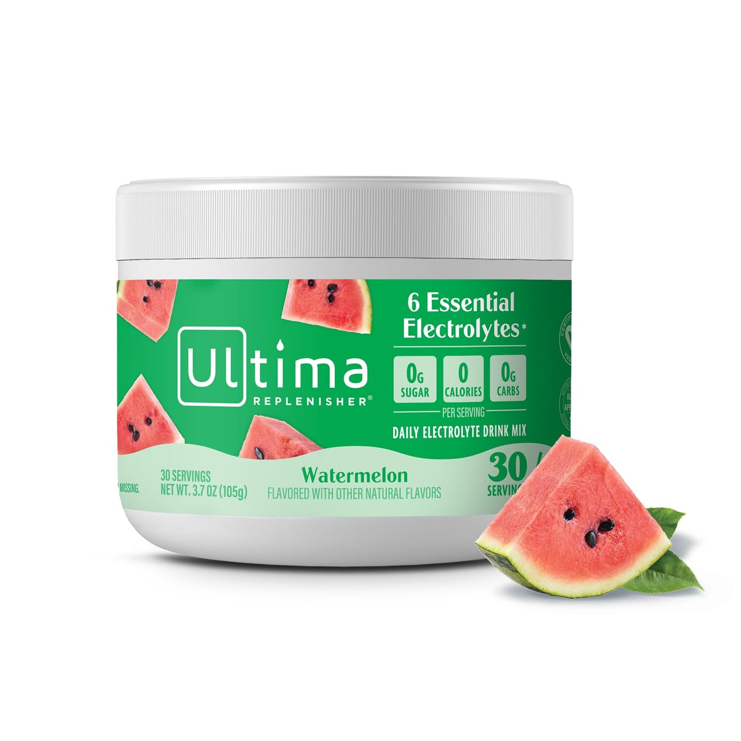 Ultima Replenisher Watermelon Electrolyte Powder Drink Mix - 30 Servings, Hydration Powder with 6 Key Electrolytes and Trace Minerals - Keto, Vegan, Non-GMO, Sugar-Free