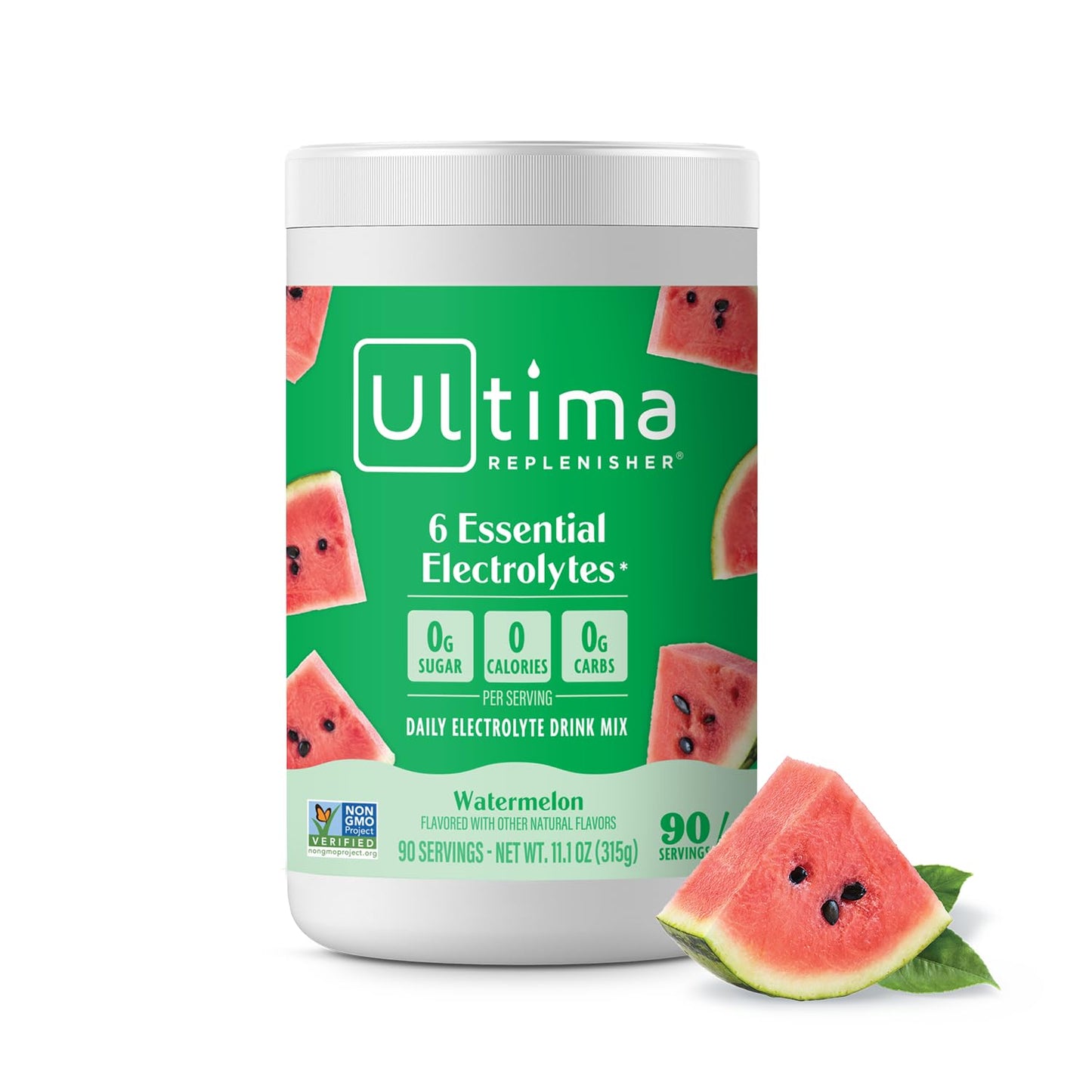 Ultima Replenisher Watermelon Electrolyte Powder Drink Mix - 90 Servings, Hydration with 6 Electrolytes - Keto, Vegan, Non-GMO, Sugar-Free