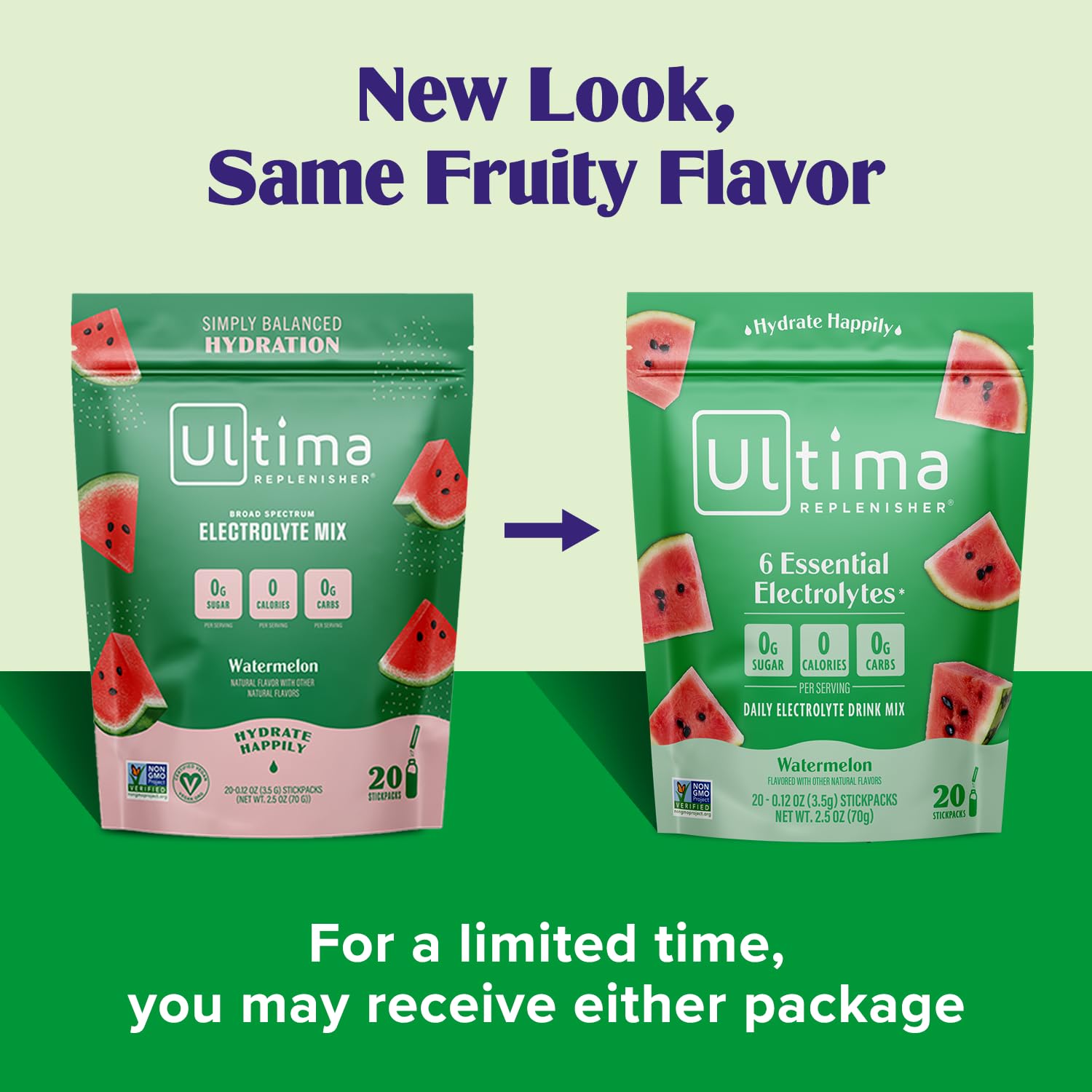 Ultima Replenisher Watermelon Electrolyte Powder Drink Mix - 20 Stickpacks - Hydration Packets with 6 Electrolytes and Minerals - Keto, Vegan, Non-GMO, Sugar-Free