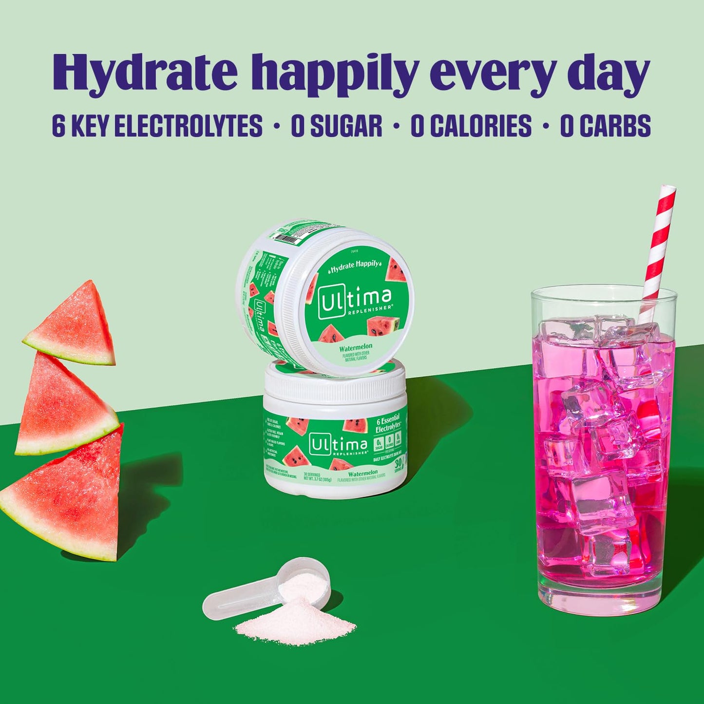 Ultima Replenisher Watermelon Electrolyte Powder Drink Mix - 30 Servings, Hydration Powder with 6 Key Electrolytes and Trace Minerals - Keto, Vegan, Non-GMO, Sugar-Free