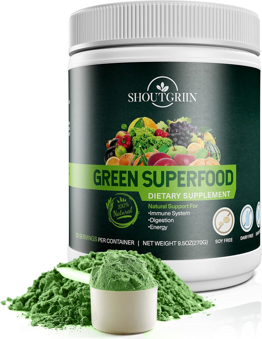 Ultimate Athletic Performance Superfood Powder: SHOUTGRIIN Primal Greens - Vegetable Blend for Optimal Health & Beyond Ordinary Greens