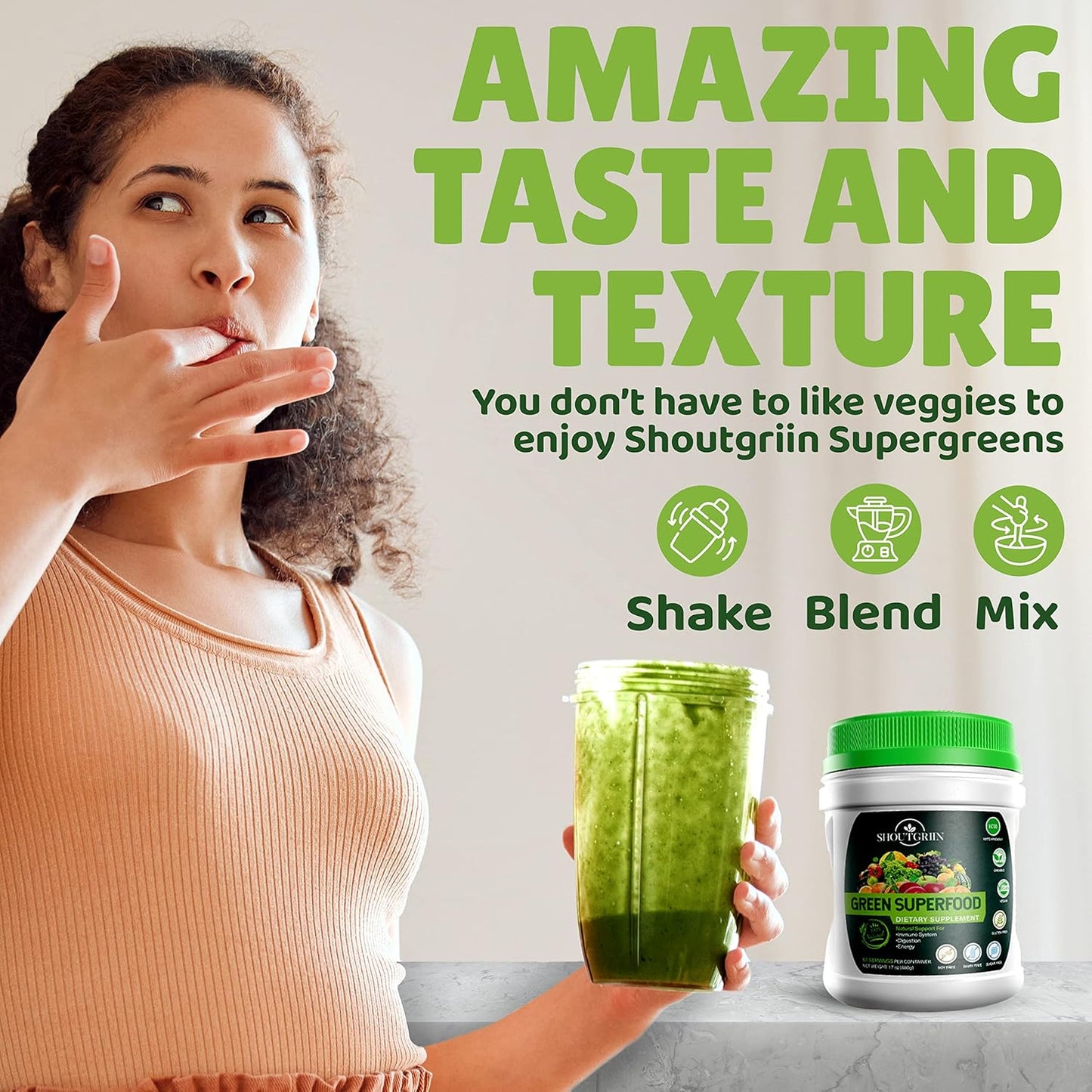 Ultimate Athletic Performance Superfood Powder: SHOUTGRIIN Primal Greens - Beyond Ordinary Greens, Vegetable Blend for Optimal Health.