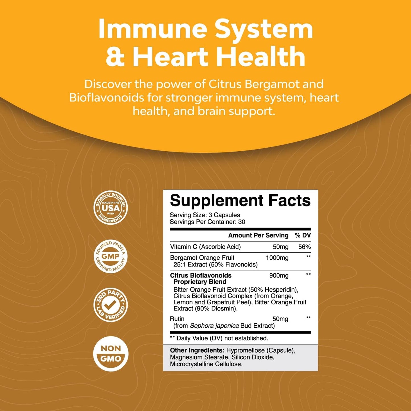 Ultimate Citrus Bergamot Supplement with Bioflavonoids - 1000mg Extract for Immunity & Heart Health (2 Months)