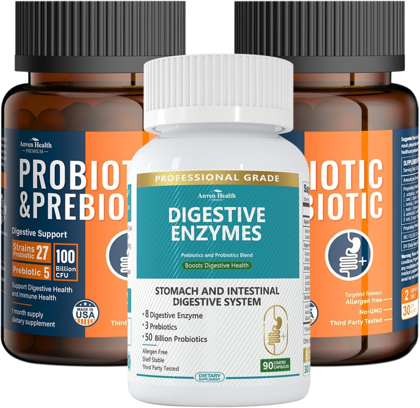 Ultimate Family Gut Health Support: 100 Billion Probiotics + Digestive Enzyme Combo