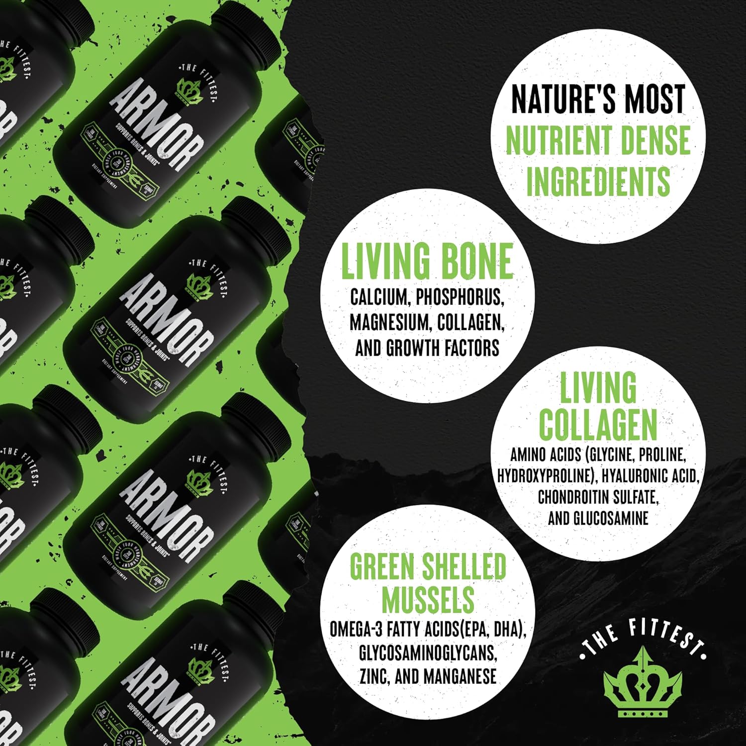 Ultimate Green Lipped Mussel Supplement with Bovine Cartilage and Bone for Healthy Joints, Bones, and Collagen - Types 1, 2, 3, 5, 10 | The Fittest