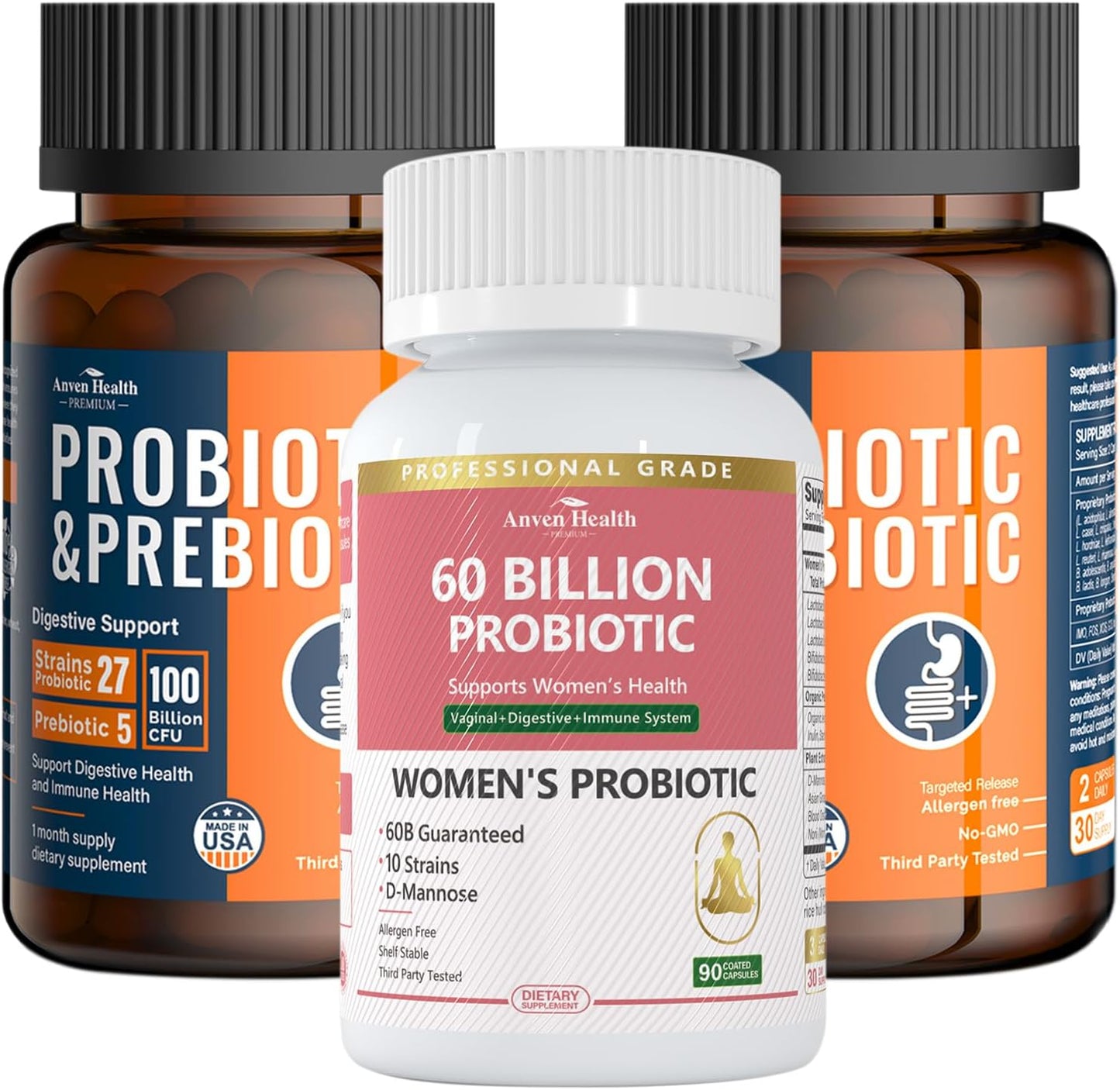 Ultimate Gut Health Bundle: 100 Billion Probiotics for Family + Women's Probiotics