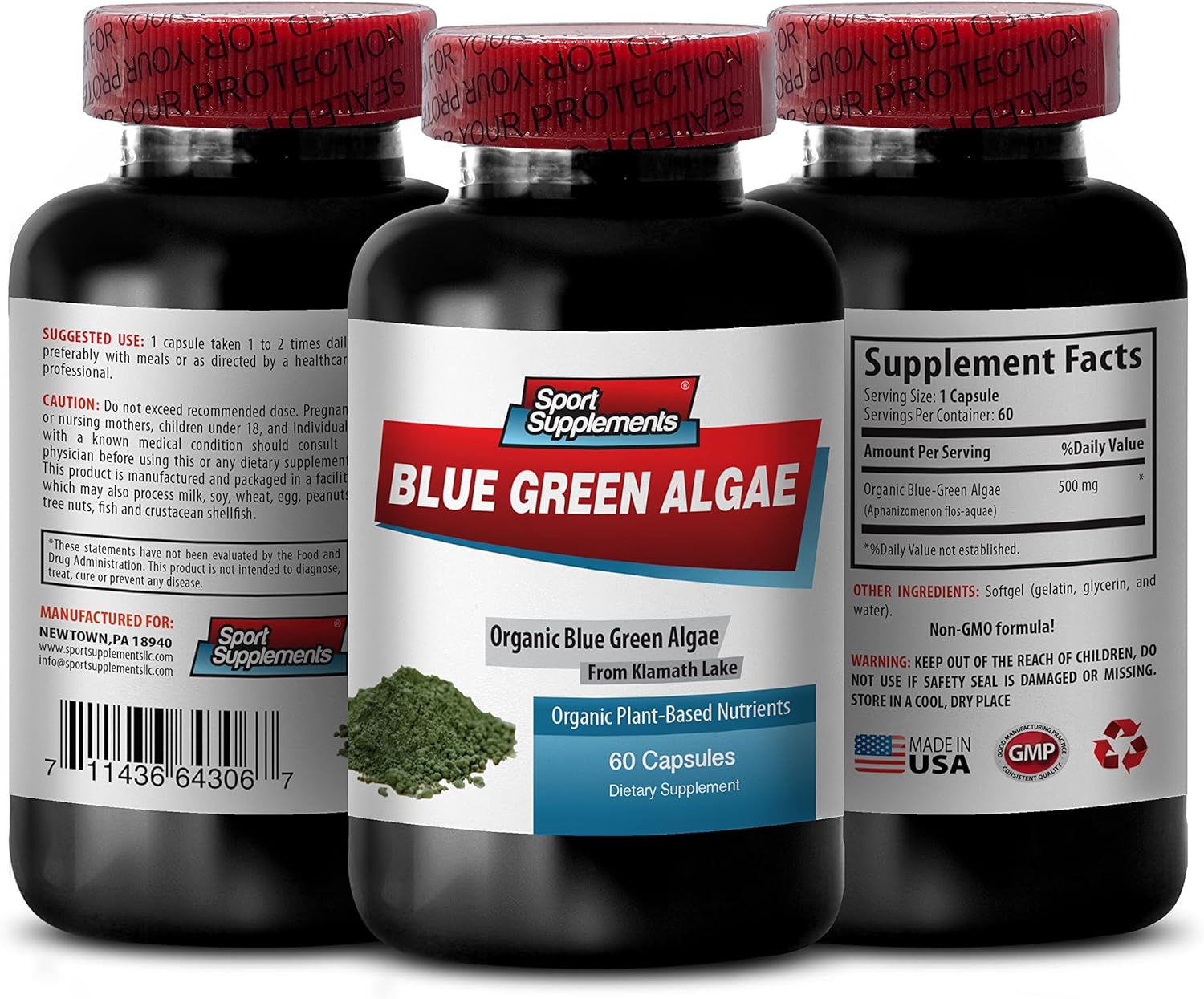 Ultimate Immune System Boost - Klamath Blue Green Algae Capsules & Tablets, Spirulina Powder, Chlorella Tablets - 3 Bottles, 180 Caps