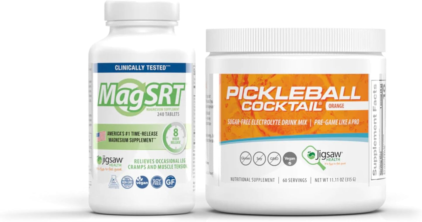 Ultimate Jigsaw Health Bundle: Magnesium w/SRT® 240ct. + Pickleball Cocktail (Orange, 60 Servings)