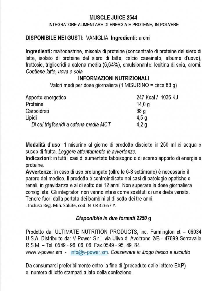 Ultimate Nutrition Muscle Juice 2544 Weight Gain Drink Mix, Vanilla Flavor, 4.96 Pounds
