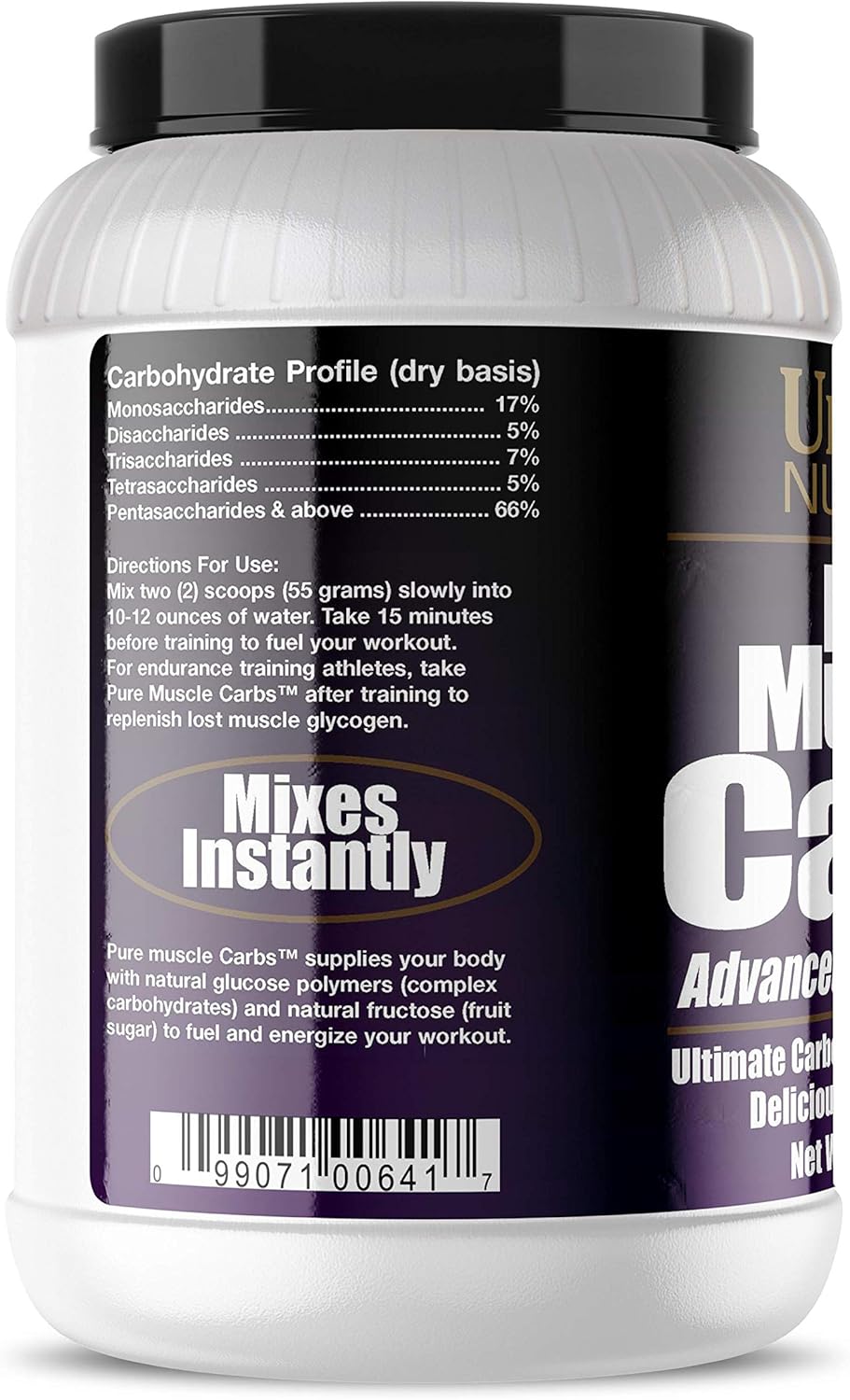 Ultimate Nutrition Pure Muscle Carbs Complex Carb Powder for Energy - No Fat, No Cholesterol - Grape 2.75 lbs