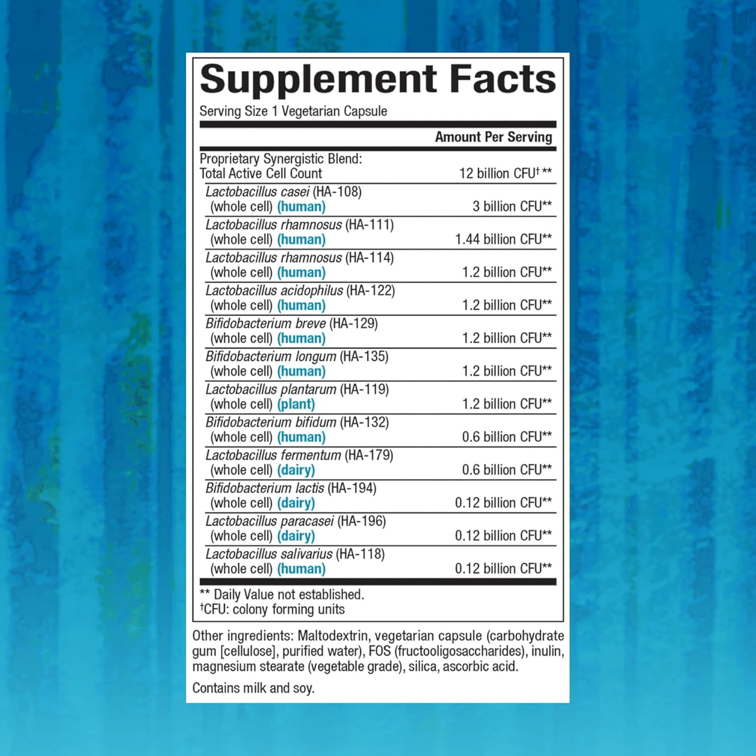 Ultimate Probiotic 12/12 Formula: 12 Strains, 12 Billion CFU, 120 Vegetarian Capsules for Digestive Support