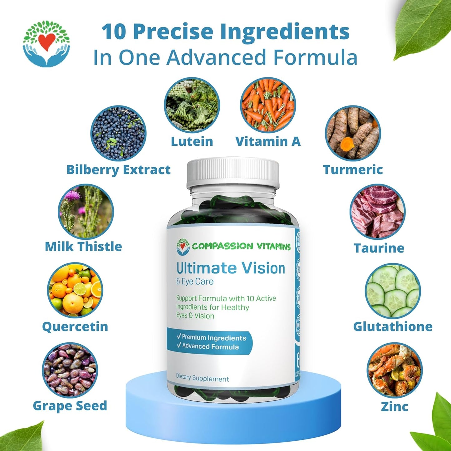 Ultimate Vision & Eye Care Supplement with Areds 2 Formula - 60ct