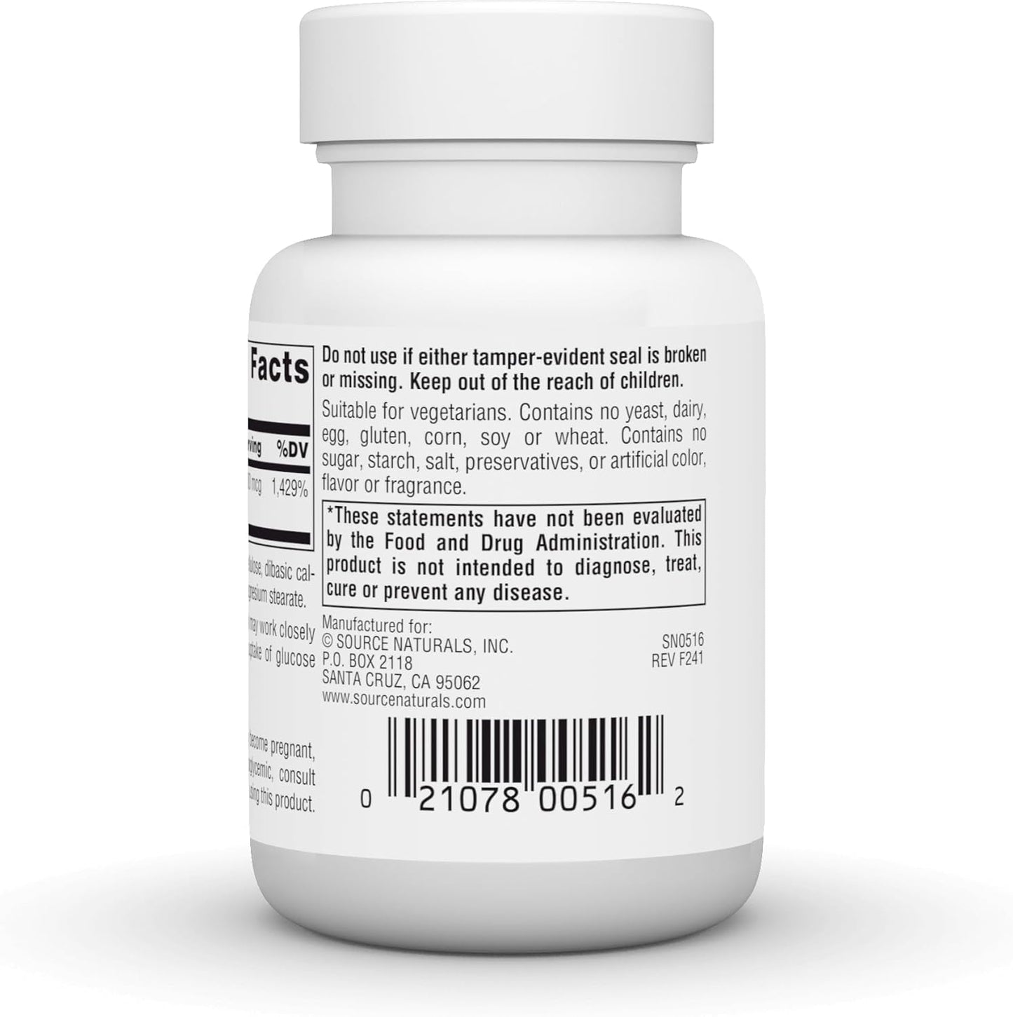 Ultra Chromium Picolinate 500mcg Supplement - 120 Tablets, Yeast-Free, Source Naturals