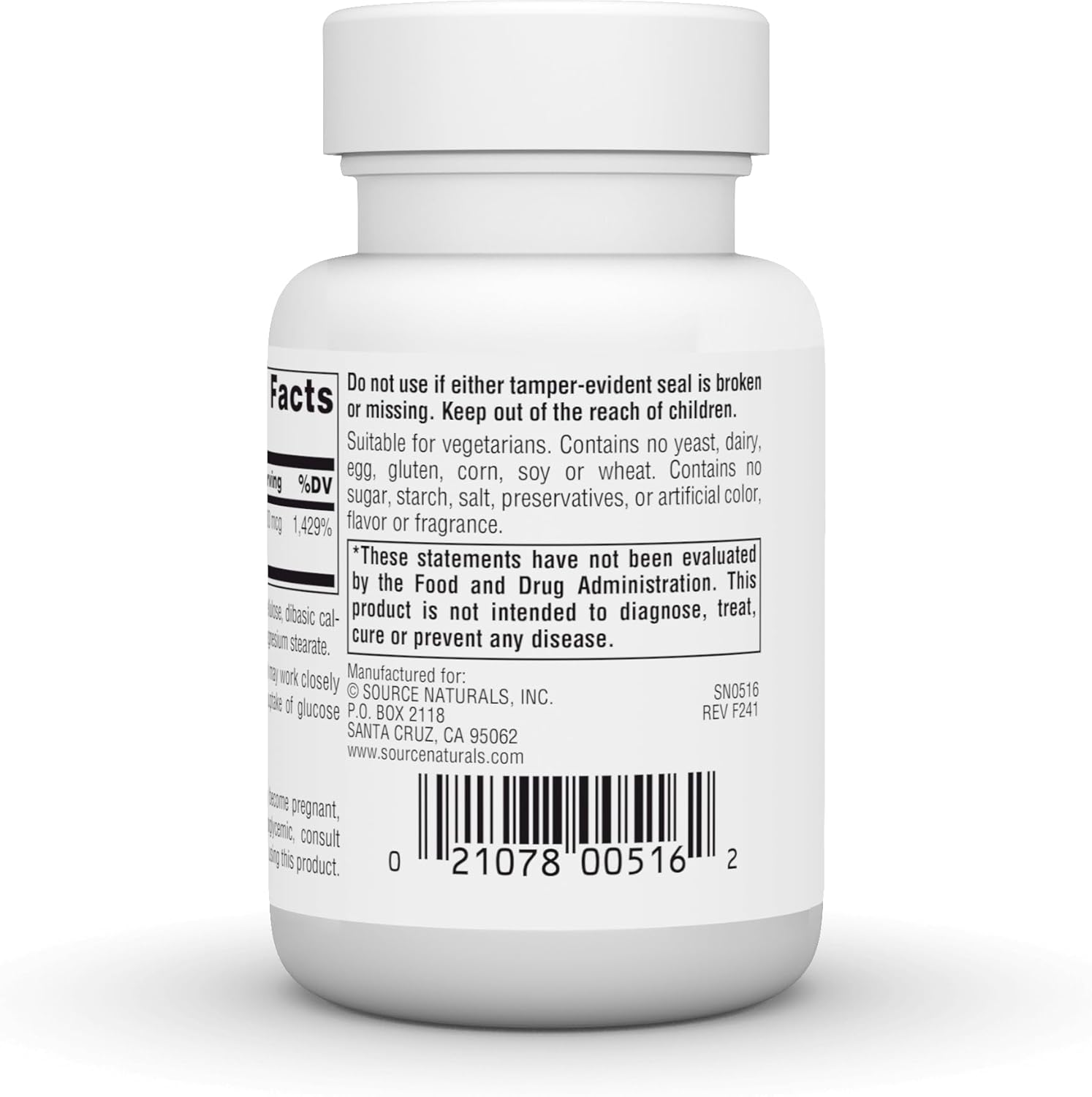 Ultra Chromium Picolinate 500mcg Supplement - 120 Tablets, Yeast-Free, Source Naturals